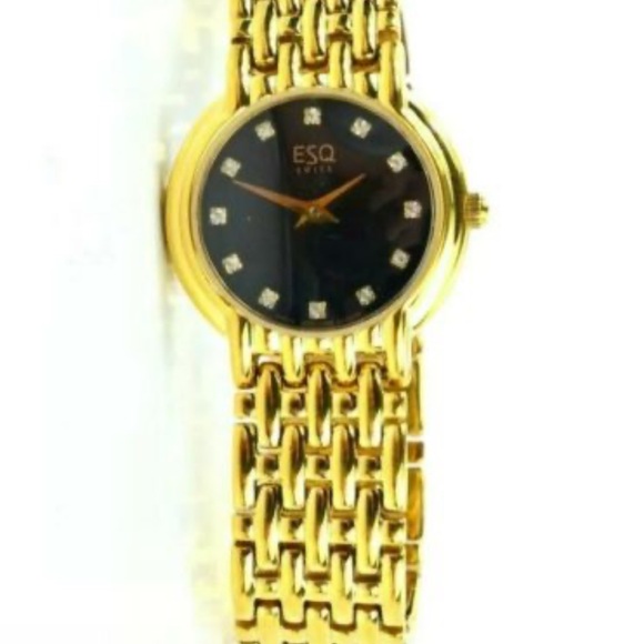 ESQ Gold Tone ladies, Link Quartz Watch‎ W/Stones - Picture 1 of 3